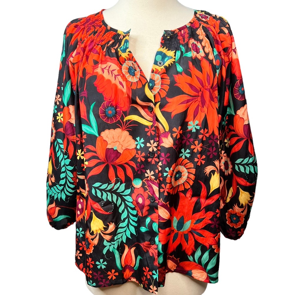 Tucker NYC The Classic Bold Floral Blouse S - Picture 2 of 15
